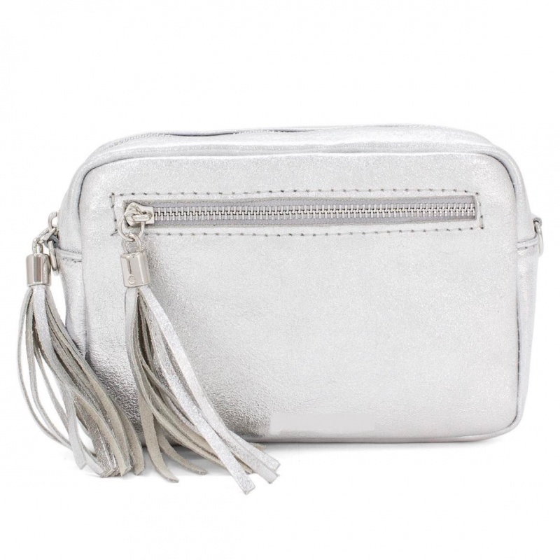 Double Tassel Leather Bag - Silver (SILVER HARDWARE)
